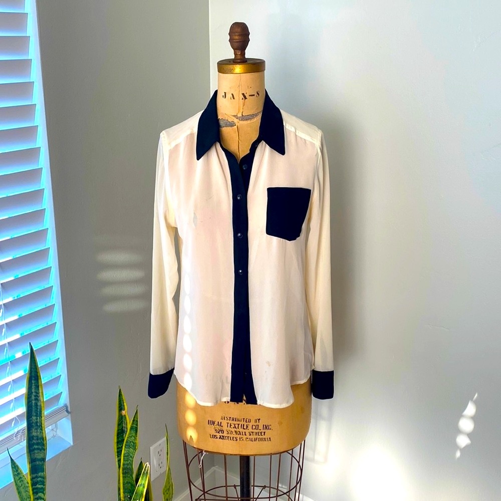 Guess The Essence Silk Button Down Blouse